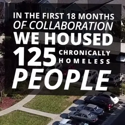 Poster; "in the first 18 months of collaboration we housed 125 chronically homeless people