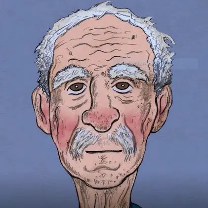Drawing of old man's face