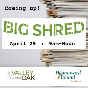 Graphic of stacked papers with title "Big Shred"