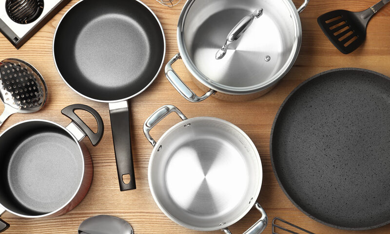 pots and pans on a table