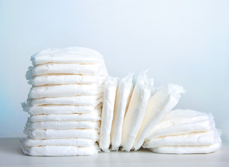 a stack of diapers