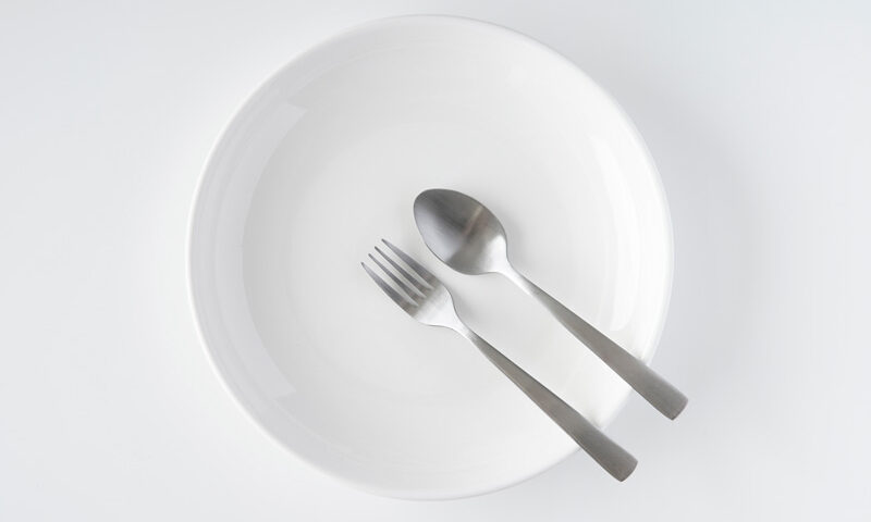 a plate with a fork and spoon