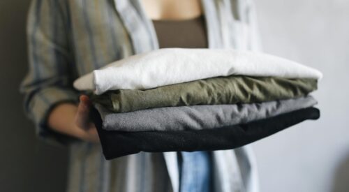 stack of our folded shirts