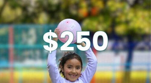 Girl holding ball in playground