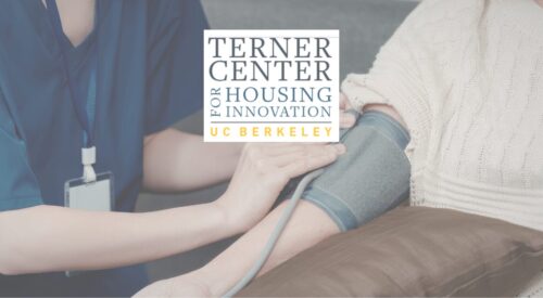 Graphic shows someone getting a blood pressure check with "Terner Center" logo superimposed